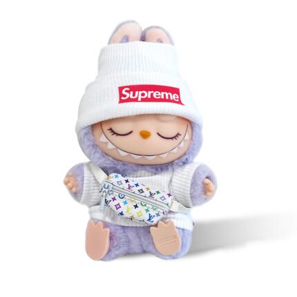 POP MART The Monsters Labubu Fashion Dress - Supreme Style White Top+ LV Style Bag+Hat