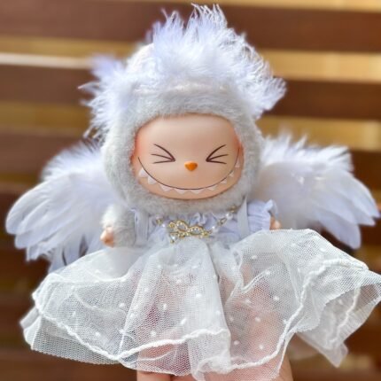 POP MART The Monsters Labubu Fashion Dress - Wedding dress + white top + Angel Wings + Necklace + Headband