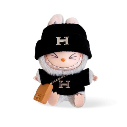 POP MART The Monsters Labubu Fashion Dress - Hermes logo Style Top+ Hat +Hermes Style Bag