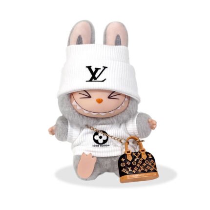 POP MART The Monsters Labubu Fashion Dress - LV Style White Top+ Hat +LV Alma Style Bag